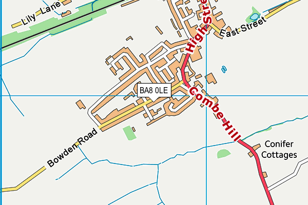 BA8 0LE map - OS VectorMap District (Ordnance Survey)