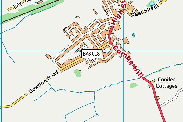 BA8 0LS map - OS VectorMap District (Ordnance Survey)
