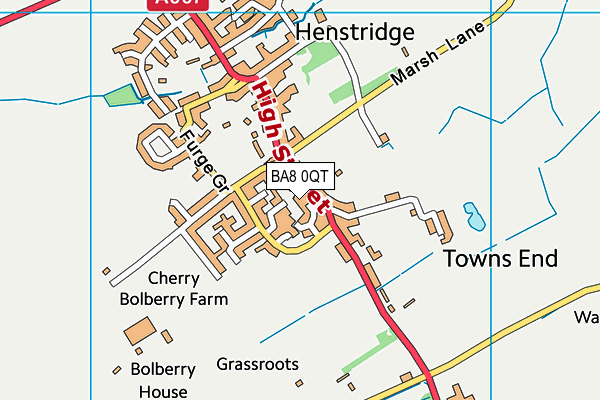 BA8 0QT map - OS VectorMap District (Ordnance Survey)