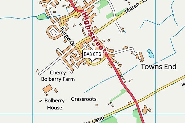 BA8 0TS map - OS VectorMap District (Ordnance Survey)