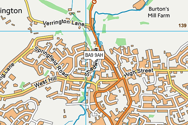 BA9 9AH map - OS VectorMap District (Ordnance Survey)