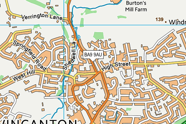 BA9 9AU map - OS VectorMap District (Ordnance Survey)