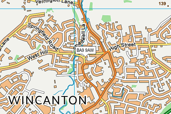 BA9 9AW map - OS VectorMap District (Ordnance Survey)