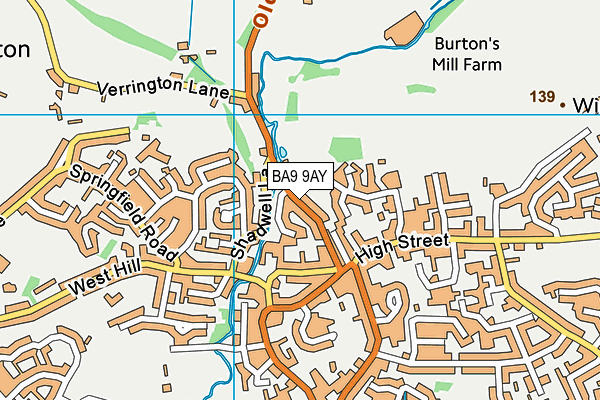 BA9 9AY map - OS VectorMap District (Ordnance Survey)