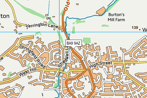 BA9 9AZ map - OS VectorMap District (Ordnance Survey)