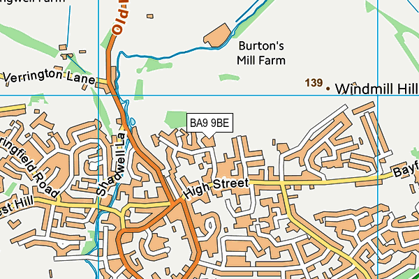 BA9 9BE map - OS VectorMap District (Ordnance Survey)