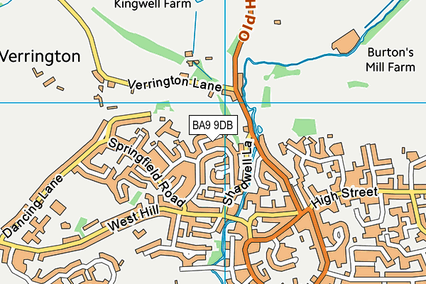 BA9 9DB map - OS VectorMap District (Ordnance Survey)