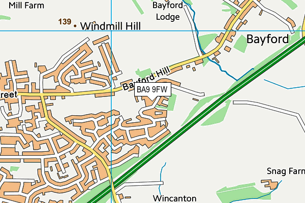 BA9 9FW map - OS VectorMap District (Ordnance Survey)