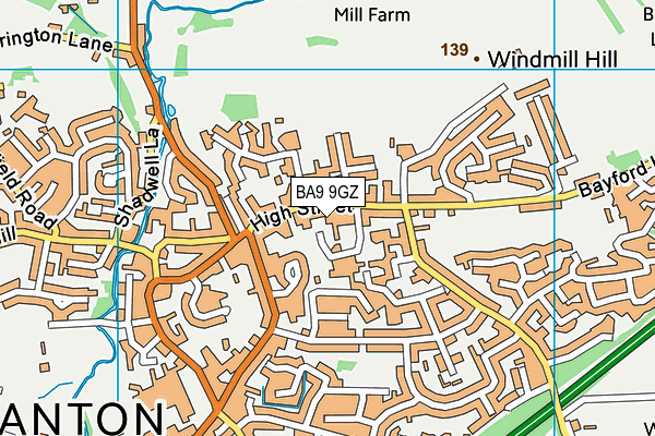 BA9 9GZ map - OS VectorMap District (Ordnance Survey)