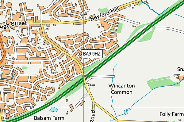 BA9 9HZ map - OS VectorMap District (Ordnance Survey)