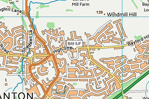 Wincanton Memorial Hall map (BA9 9JF) - OS VectorMap District (Ordnance Survey)