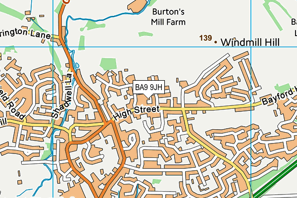 BA9 9JH map - OS VectorMap District (Ordnance Survey)