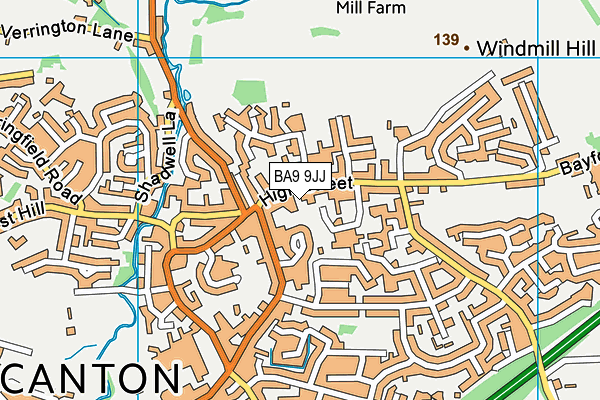 BA9 9JJ map - OS VectorMap District (Ordnance Survey)