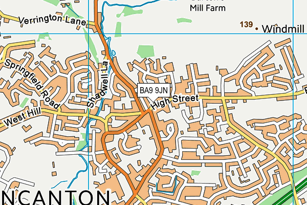 BA9 9JN map - OS VectorMap District (Ordnance Survey)