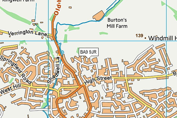 BA9 9JR map - OS VectorMap District (Ordnance Survey)