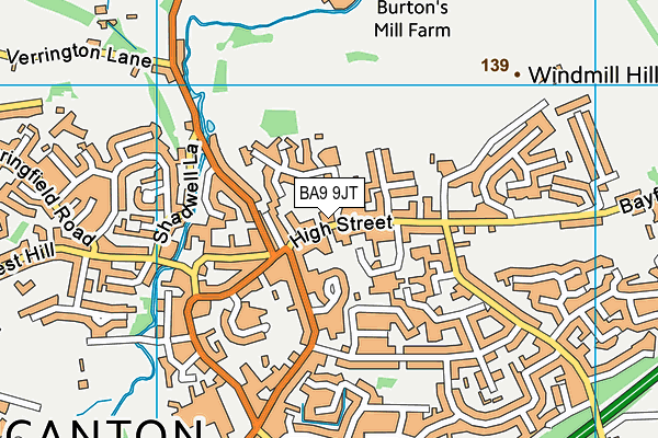 BA9 9JT map - OS VectorMap District (Ordnance Survey)