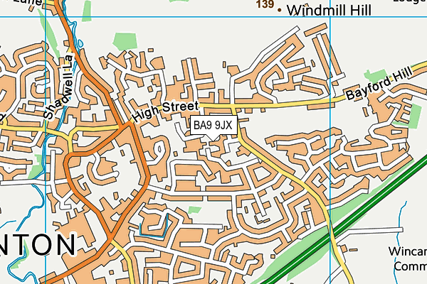 BA9 9JX map - OS VectorMap District (Ordnance Survey)
