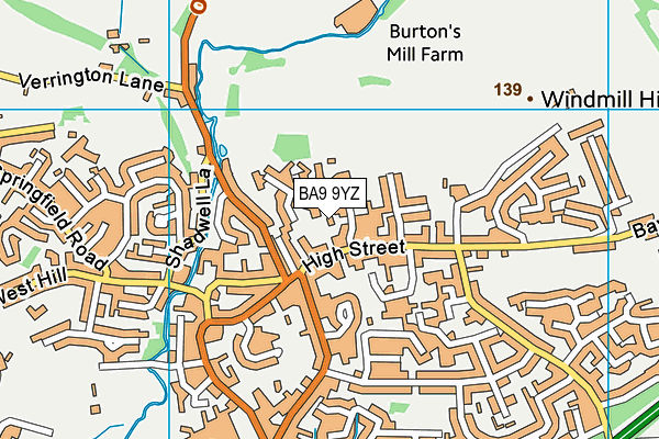 BA9 9YZ map - OS VectorMap District (Ordnance Survey)