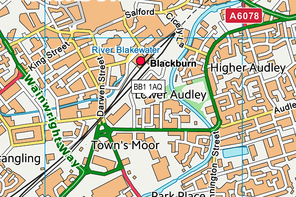 Dw Sports Fitness (Blackburn Centre) (Closed) map (BB1 1AQ) - OS VectorMap District (Ordnance Survey)