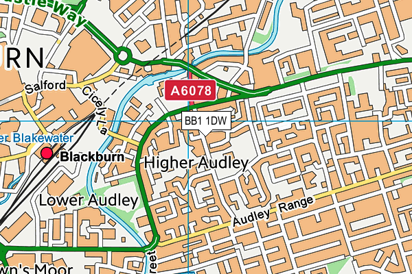 Audley Centre map (BB1 1DW) - OS VectorMap District (Ordnance Survey)