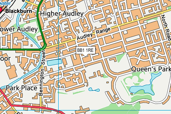 BB1 1RE map - OS VectorMap District (Ordnance Survey)