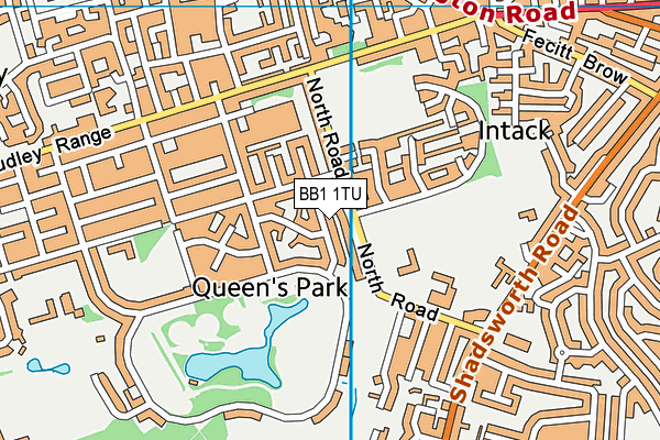 BB1 1TU map - OS VectorMap District (Ordnance Survey)