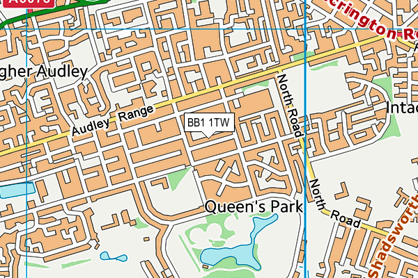 BB1 1TW map - OS VectorMap District (Ordnance Survey)