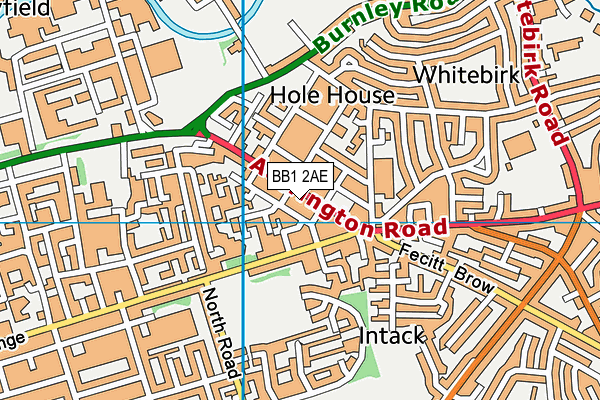 BB1 2AE map - OS VectorMap District (Ordnance Survey)