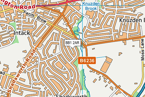 BB1 2AR map - OS VectorMap District (Ordnance Survey)