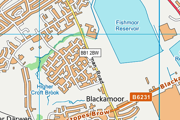 BB1 2BW map - OS VectorMap District (Ordnance Survey)