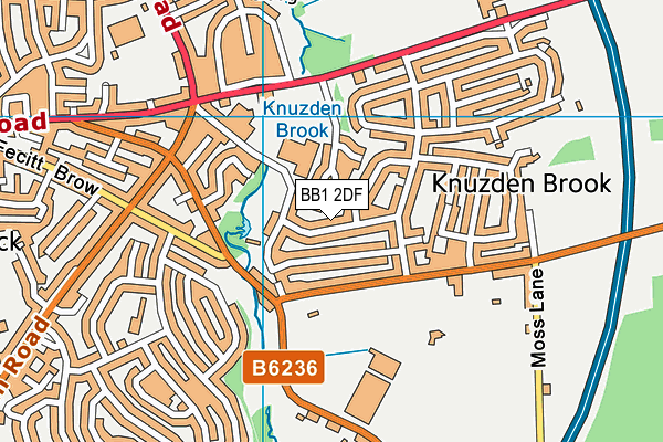 BB1 2DF map - OS VectorMap District (Ordnance Survey)