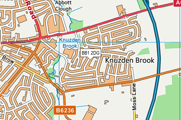 BB1 2DG map - OS VectorMap District (Ordnance Survey)