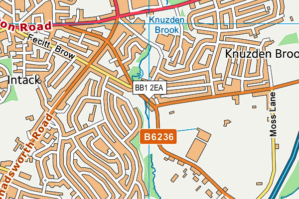 BB1 2EA map - OS VectorMap District (Ordnance Survey)
