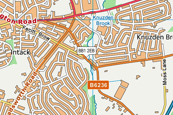 BB1 2EB map - OS VectorMap District (Ordnance Survey)