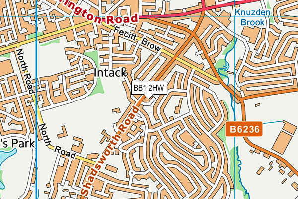 BB1 2HW map - OS VectorMap District (Ordnance Survey)