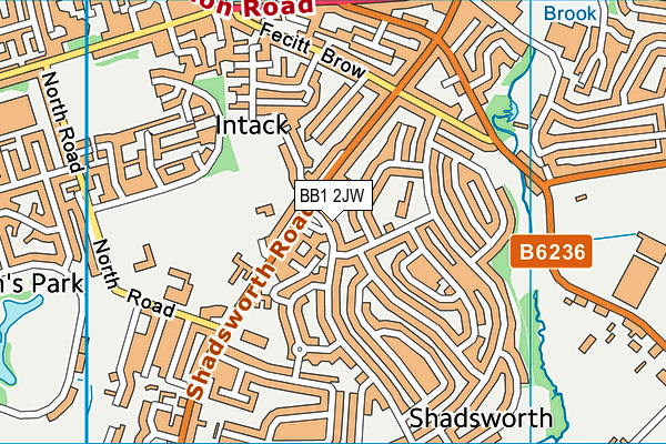 BB1 2JW map - OS VectorMap District (Ordnance Survey)