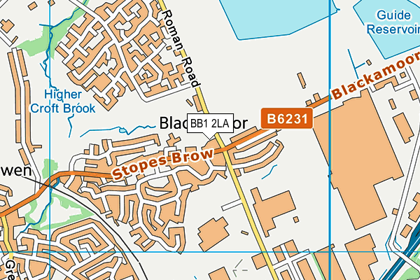 BB1 2LA map - OS VectorMap District (Ordnance Survey)