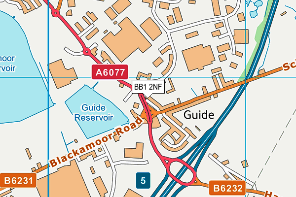 BB1 2NF map - OS VectorMap District (Ordnance Survey)