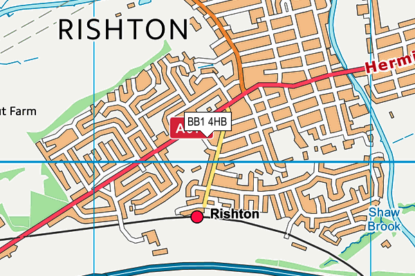 Rishton Cricket Club map (BB1 4HB) - OS VectorMap District (Ordnance Survey)