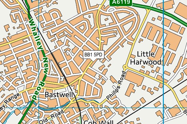 BB1 5PD map - OS VectorMap District (Ordnance Survey)