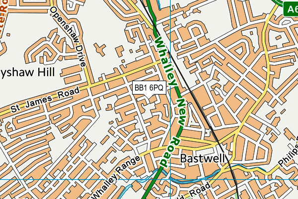 BB1 6PQ map - OS VectorMap District (Ordnance Survey)