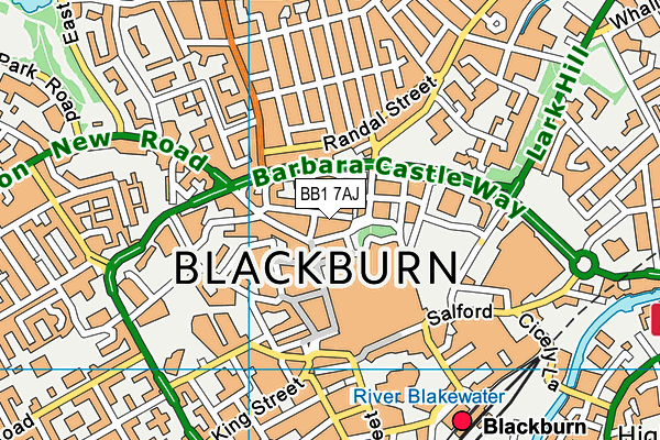 BB1 7AJ map - OS VectorMap District (Ordnance Survey)