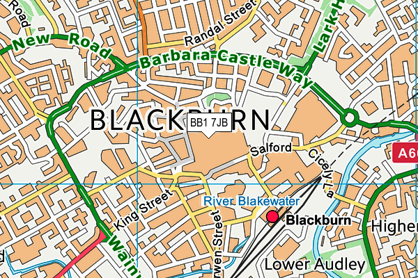 Puregym (Blackburn The Mall) map (BB1 7JB) - OS VectorMap District (Ordnance Survey)