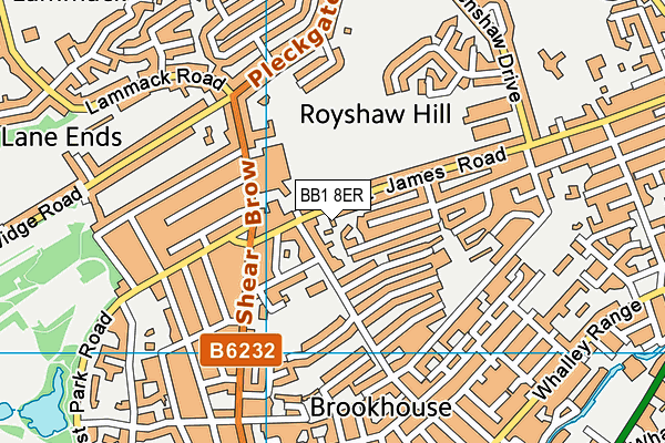 BB1 8ER map - OS VectorMap District (Ordnance Survey)