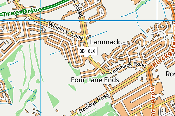 Queen Elizabeth's Grammar School (Harrison Playing Field) map (BB1 8JX) - OS VectorMap District (Ordnance Survey)