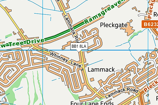 Old Blackburnians Memorial Ground map (BB1 8LA) - OS VectorMap District (Ordnance Survey)