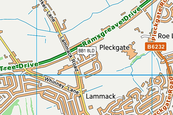 BB1 8LD map - OS VectorMap District (Ordnance Survey)