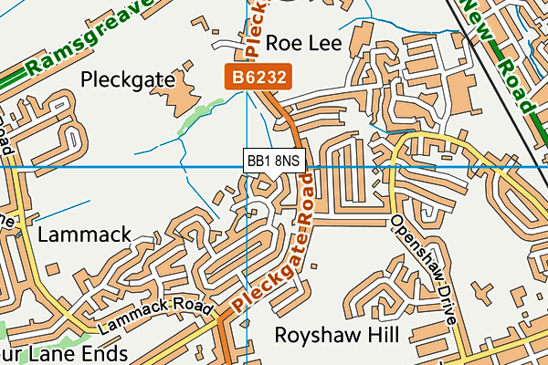 BB1 8NS map - OS VectorMap District (Ordnance Survey)