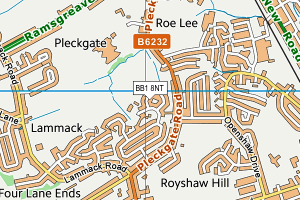 BB1 8NT map - OS VectorMap District (Ordnance Survey)