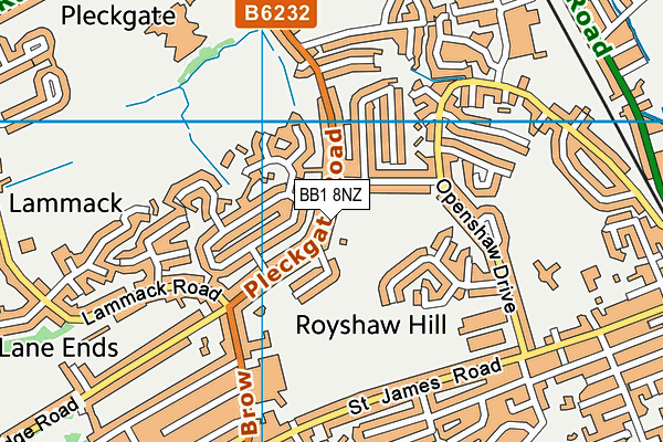 BB1 8NZ map - OS VectorMap District (Ordnance Survey)